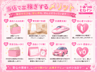 ひみつのヒロイン(宇都宮)の求人情報 (出稼ぎメリット紹介 1枚目)