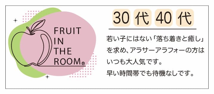 「フルーツ イン ザ ルーム」の30代・40代活躍中アピール画像1枚目