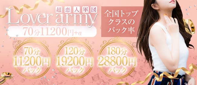 「Lover army(ラバーミー)～入店1ヶ月は80％バック～」の1日体験バイトアピール画像1枚目