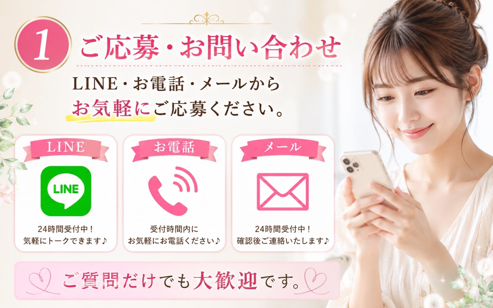 「山口 メンズエステ mrs.RoseGarden ミセスローズガーデン」の応募から採用までの流れSTEP1