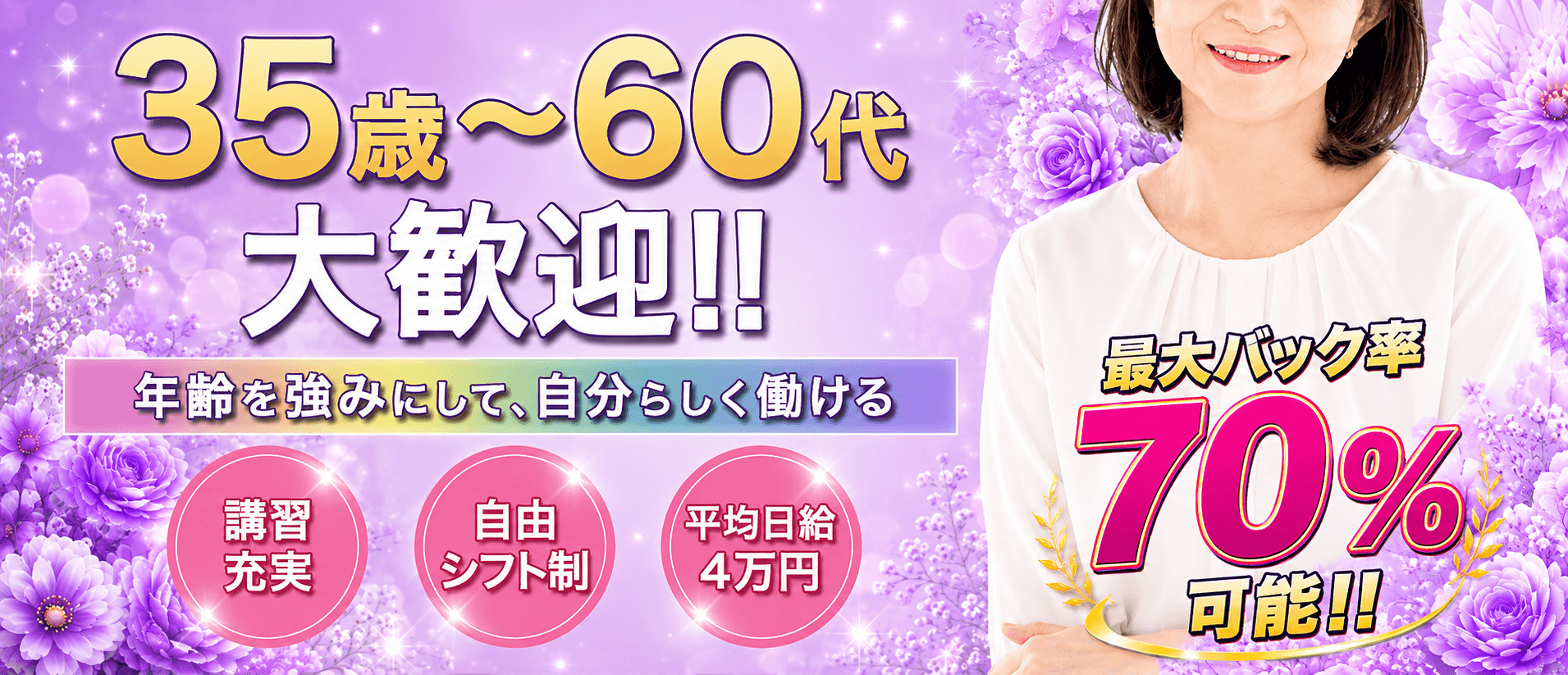 「鶴見 JYUKU女メンズエステ「紳士とオバ様♡」」の30代・40代活躍中アピール画像1枚目