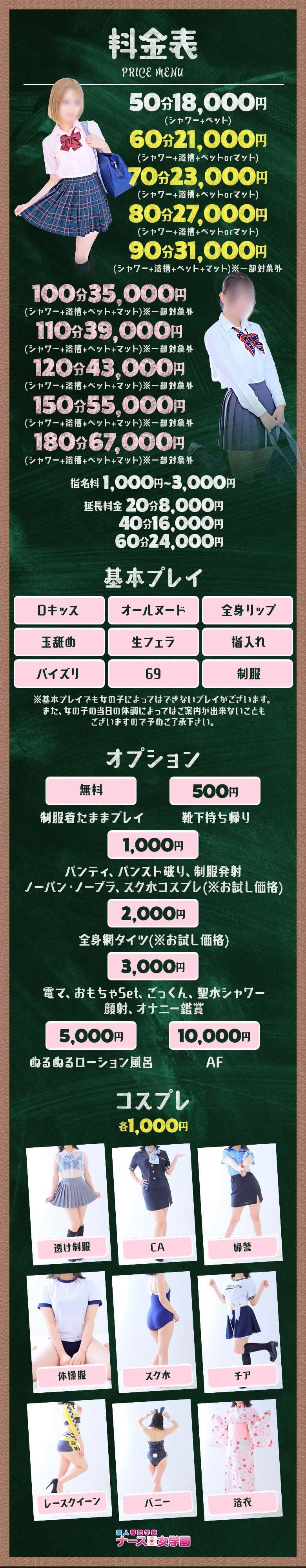 【Ｓナース女学園】の料金システム