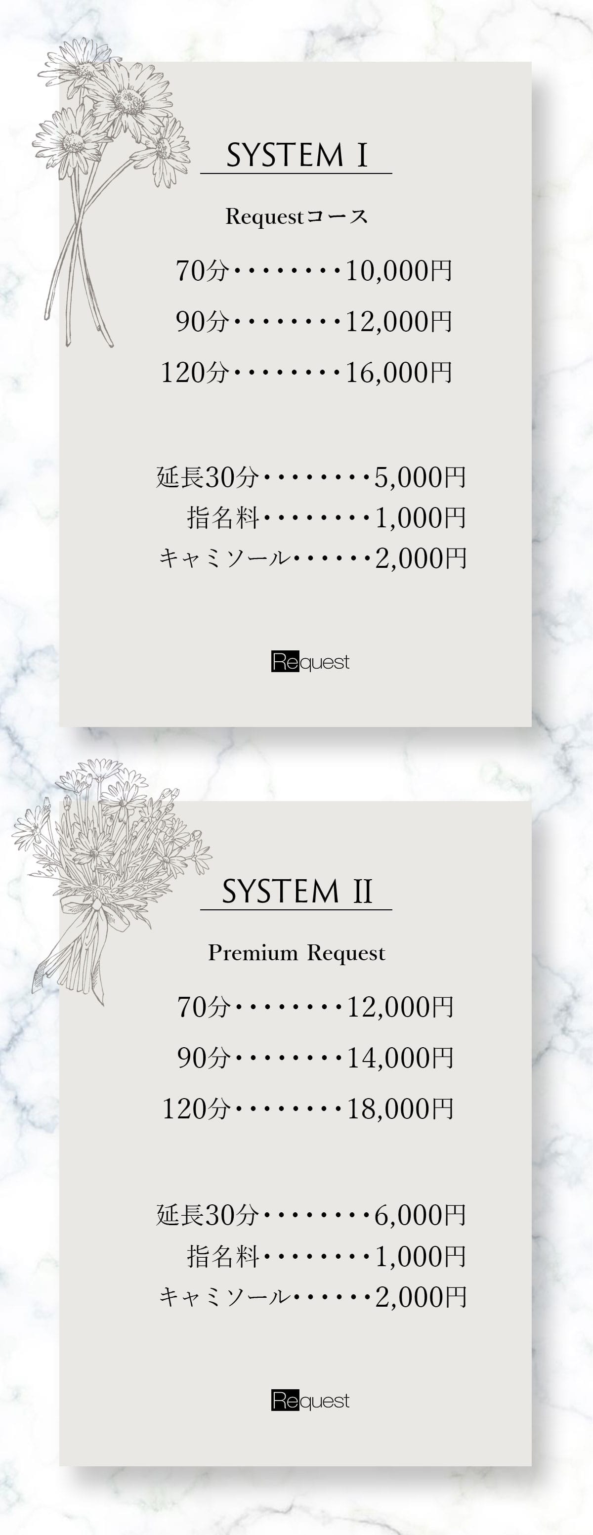 【Request [リクエスト]】の料金システム