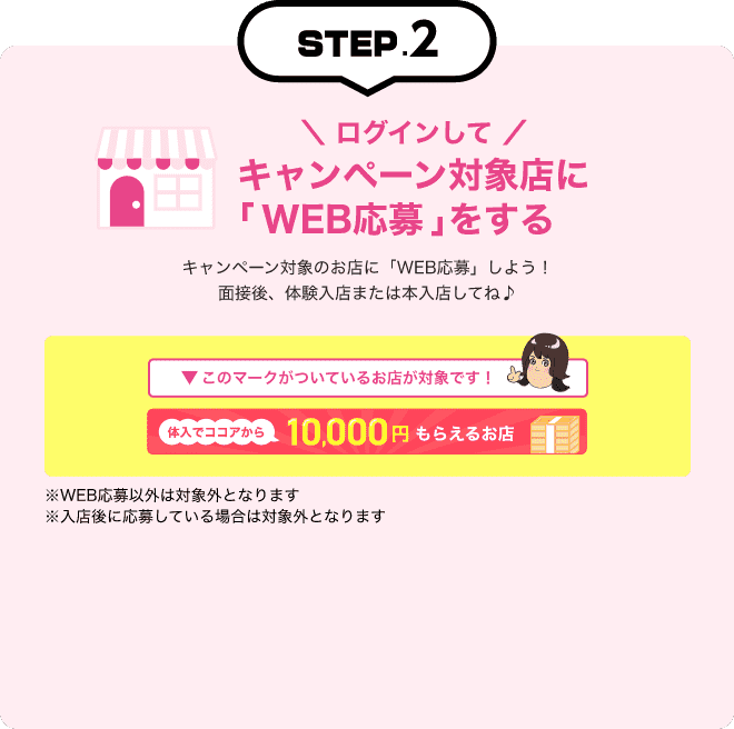 キャンペーン対象店舗にWEB応募する